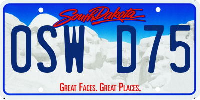 SD license plate 0SWD75