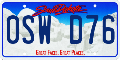SD license plate 0SWD76