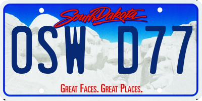 SD license plate 0SWD77