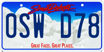 SD license plate 0SWD78