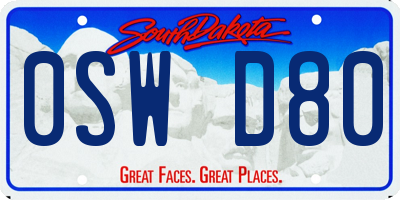 SD license plate 0SWD80