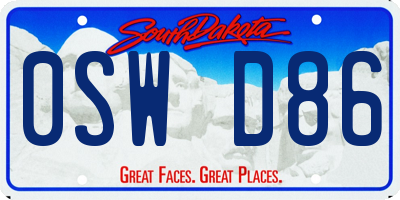 SD license plate 0SWD86