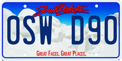 SD license plate 0SWD90