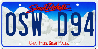 SD license plate 0SWD94