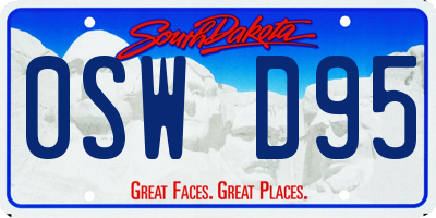 SD license plate 0SWD95