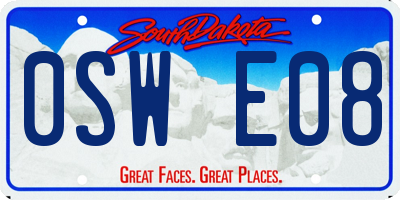 SD license plate 0SWE08