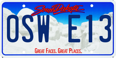 SD license plate 0SWE13