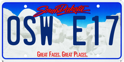 SD license plate 0SWE17