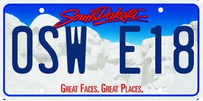 SD license plate 0SWE18