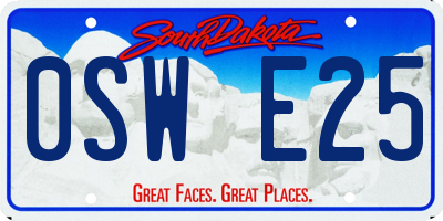 SD license plate 0SWE25