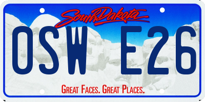 SD license plate 0SWE26