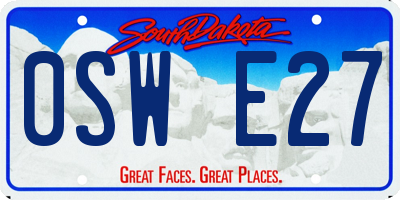 SD license plate 0SWE27