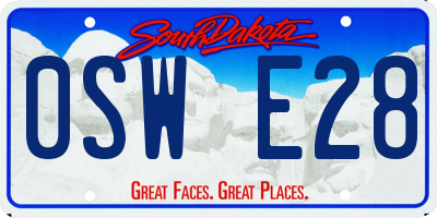 SD license plate 0SWE28