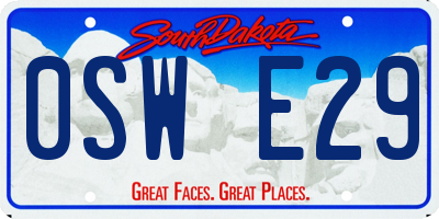 SD license plate 0SWE29