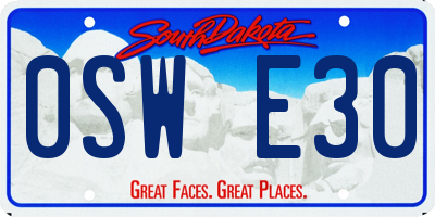 SD license plate 0SWE30