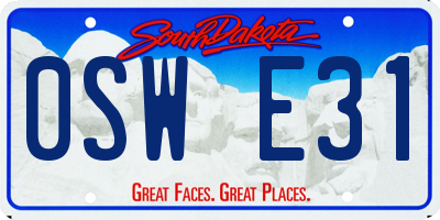 SD license plate 0SWE31