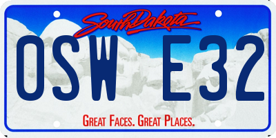 SD license plate 0SWE32