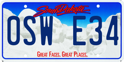 SD license plate 0SWE34