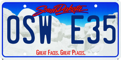 SD license plate 0SWE35