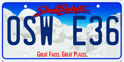 SD license plate 0SWE36