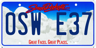 SD license plate 0SWE37