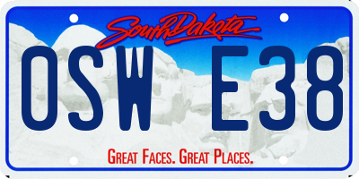 SD license plate 0SWE38