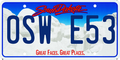 SD license plate 0SWE53