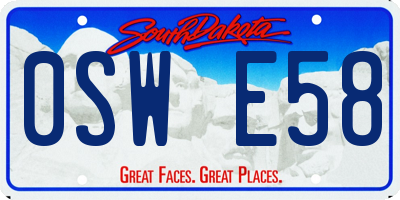 SD license plate 0SWE58