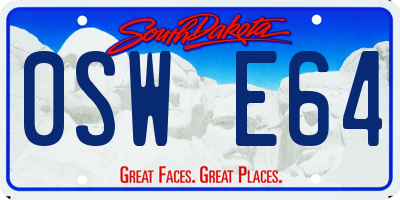 SD license plate 0SWE64