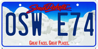 SD license plate 0SWE74