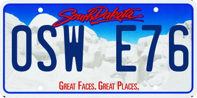 SD license plate 0SWE76