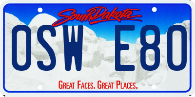 SD license plate 0SWE80