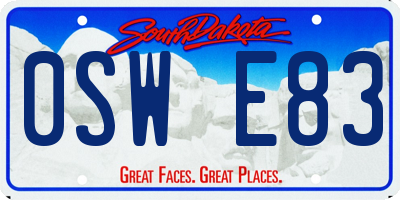 SD license plate 0SWE83