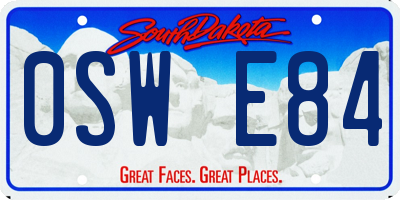 SD license plate 0SWE84