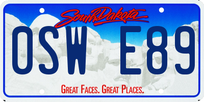 SD license plate 0SWE89