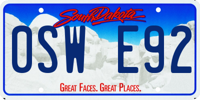 SD license plate 0SWE92