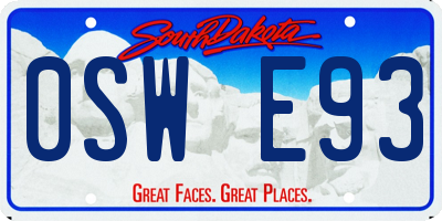 SD license plate 0SWE93