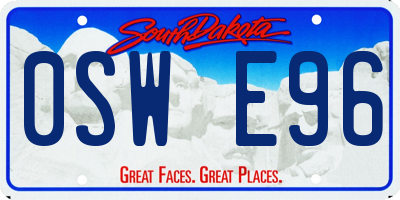 SD license plate 0SWE96