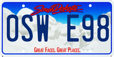 SD license plate 0SWE98