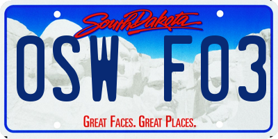 SD license plate 0SWF03