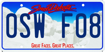 SD license plate 0SWF08