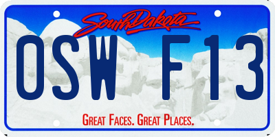 SD license plate 0SWF13