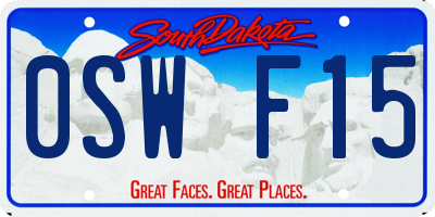 SD license plate 0SWF15