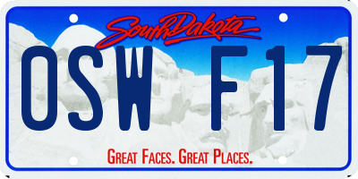 SD license plate 0SWF17