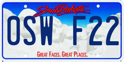 SD license plate 0SWF22