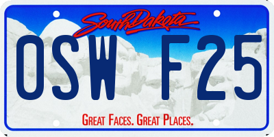 SD license plate 0SWF25