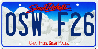 SD license plate 0SWF26