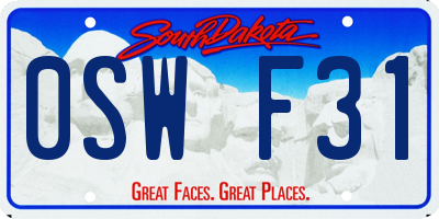 SD license plate 0SWF31