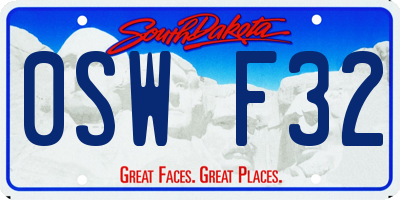 SD license plate 0SWF32