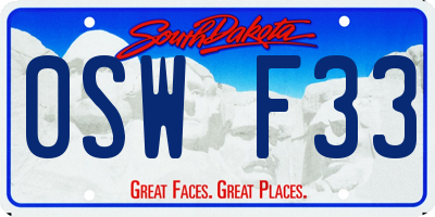 SD license plate 0SWF33